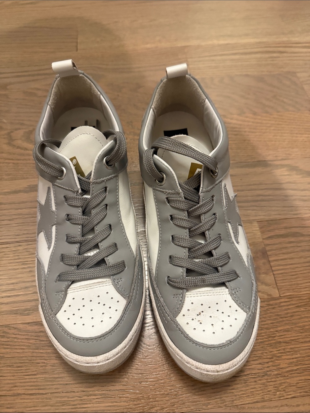 Golden Goose Women's Gray & White Superstar Sneakers